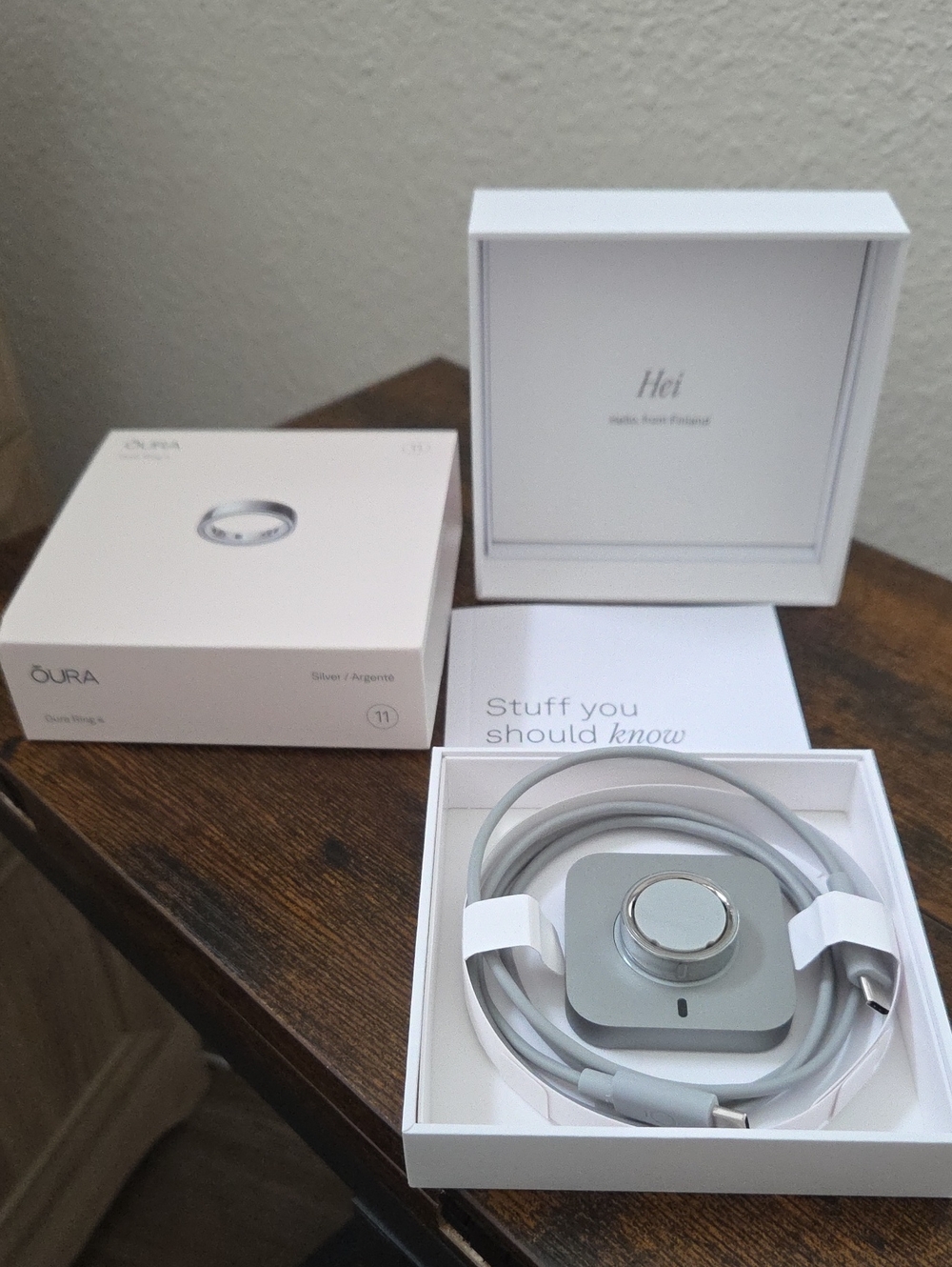 Oura Silver Magnetic Ring Charger with Gray USB-C Cable